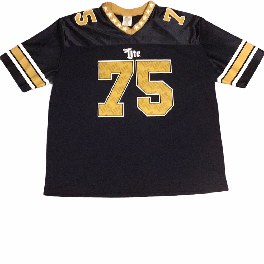 Miller Lite Beer Football Jersey #75 Navy Size 2XL